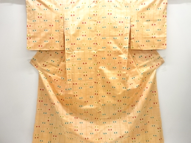 JAPANESE KIMONO / SILK / HAND WOVEN TSUMUGI / ABSTRACT PATTERN
